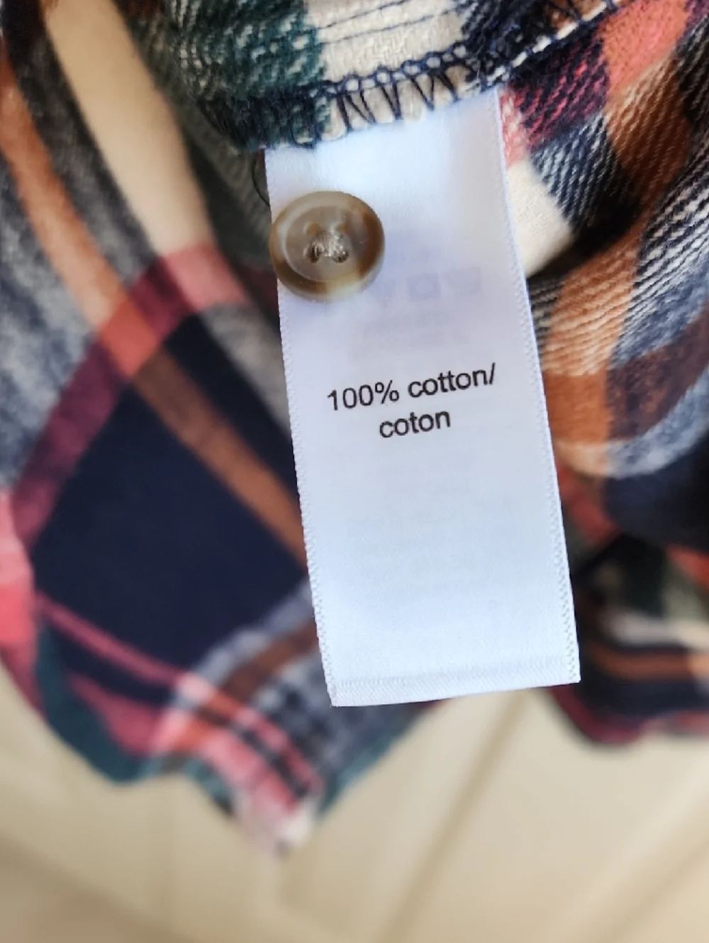 Maurices Navy, Pink & Cream Plaid Button-Down Shirt XL NEVER WORN! - Picture 7 of 7